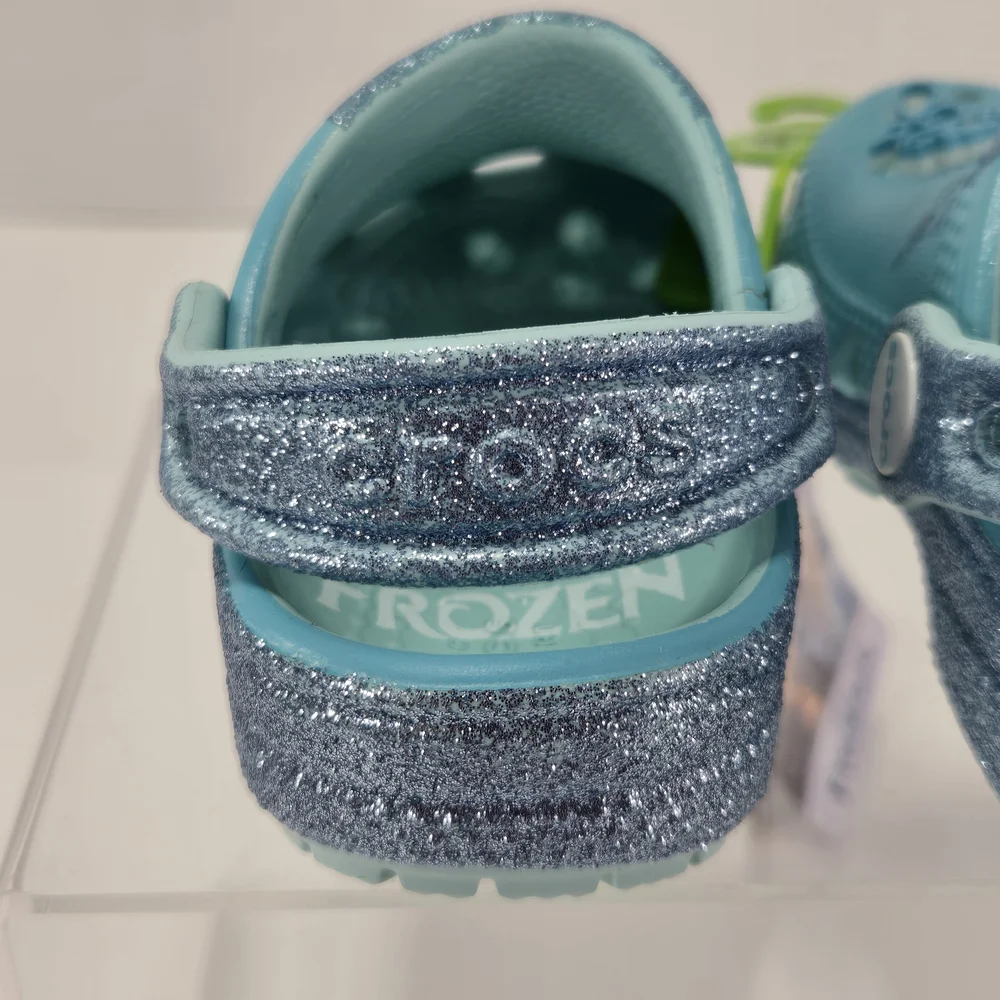 Crocs X Disney Frozen Light Blue Glitter Kids Clogs with Strap Size C5 Toddler